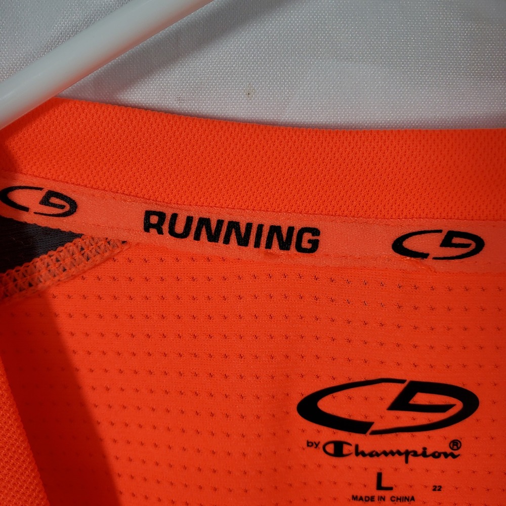 Champion Running Long Sleeve Top‎ Duo Dry Orange Black Athletic Shirt Men's - Picture 5 of 7